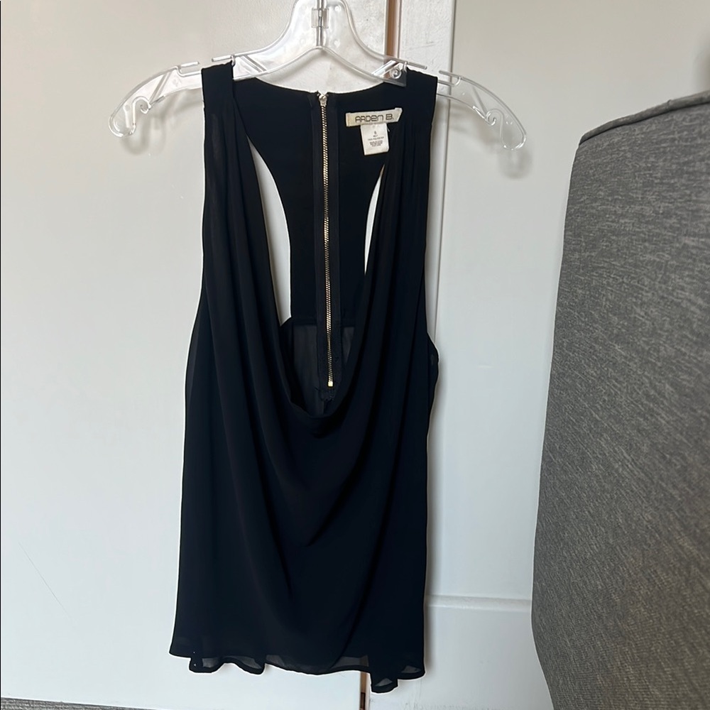 Black Sleeveless Top with Zipper Detail